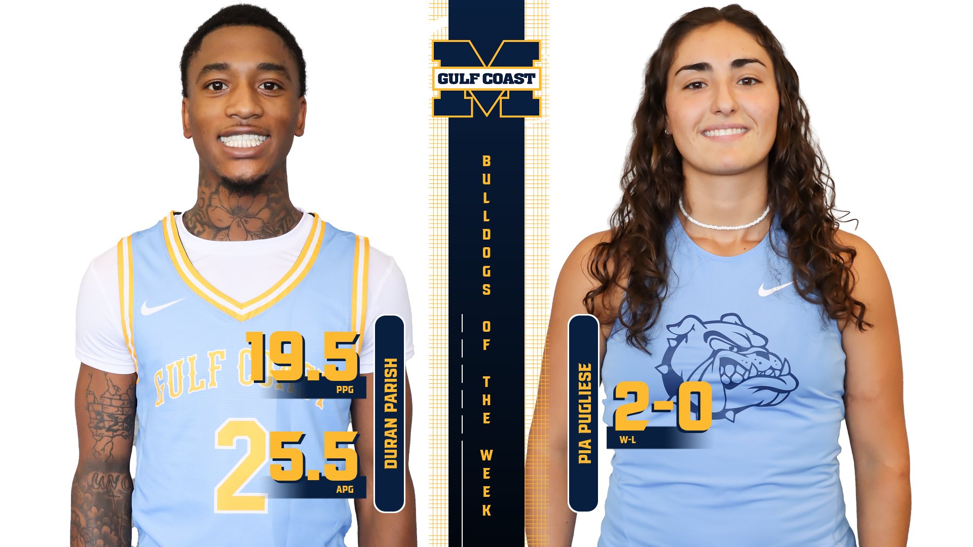 Parish, Pugliese named Bulldogs of the Week