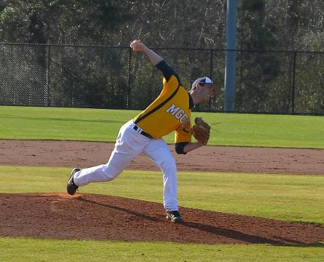 Cam Cochran delivers a pitch against Faulkner St. Feb. 5.