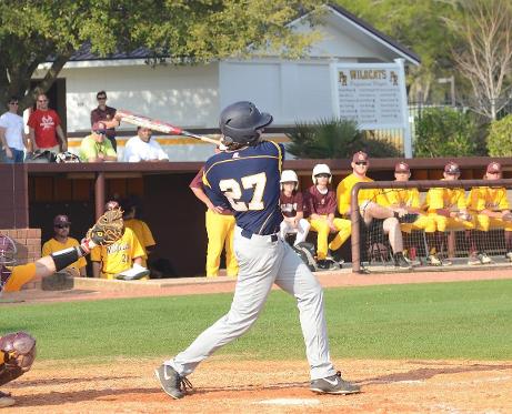 Jacob Swiney unloads on a solo HR vs. Pearl River Apr. 1.