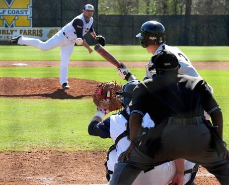 Ryne Long delivers a pitch vs. East Central Mar. 12.