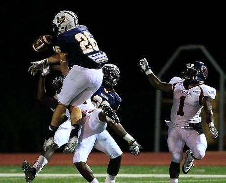 The MGCCC secondary breaks up a pass against Southwest. The unti hopes to make more plays like this one against Co-Lin Saturday.