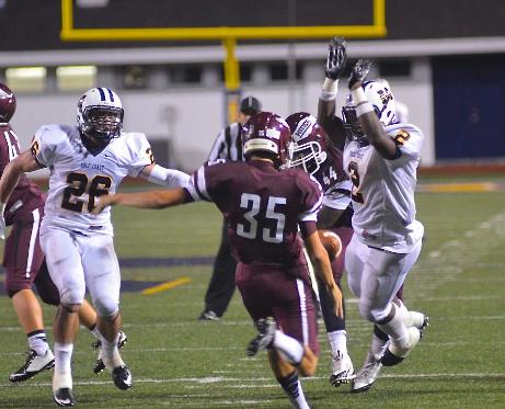 Chris Robinson (#2) blocks a punt against Hinds Sept. 18.