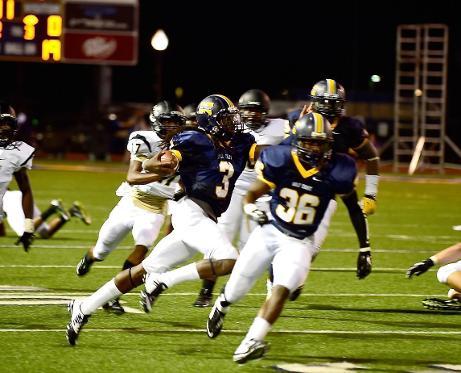 MGCCC'S Tony Bridges (#3) cuts back toward the end zone on a 55-yard punt return for a touchdown against Northeast Aug. 28.
