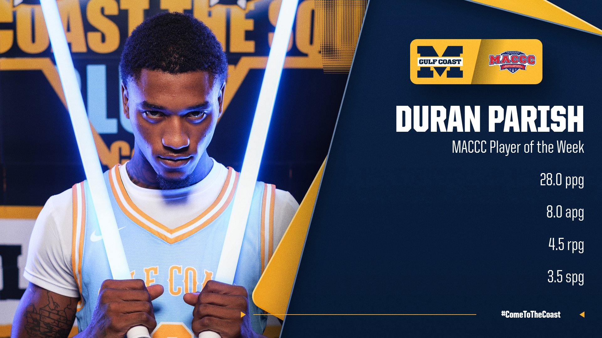 Parish earns 3rd MACCC Player of the Week