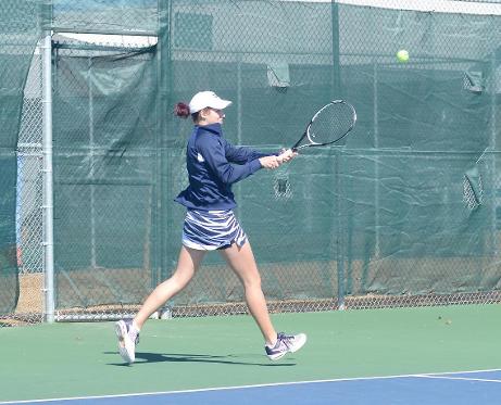 Tori Rose returns a shot against Faulkner St. Feb. 13.