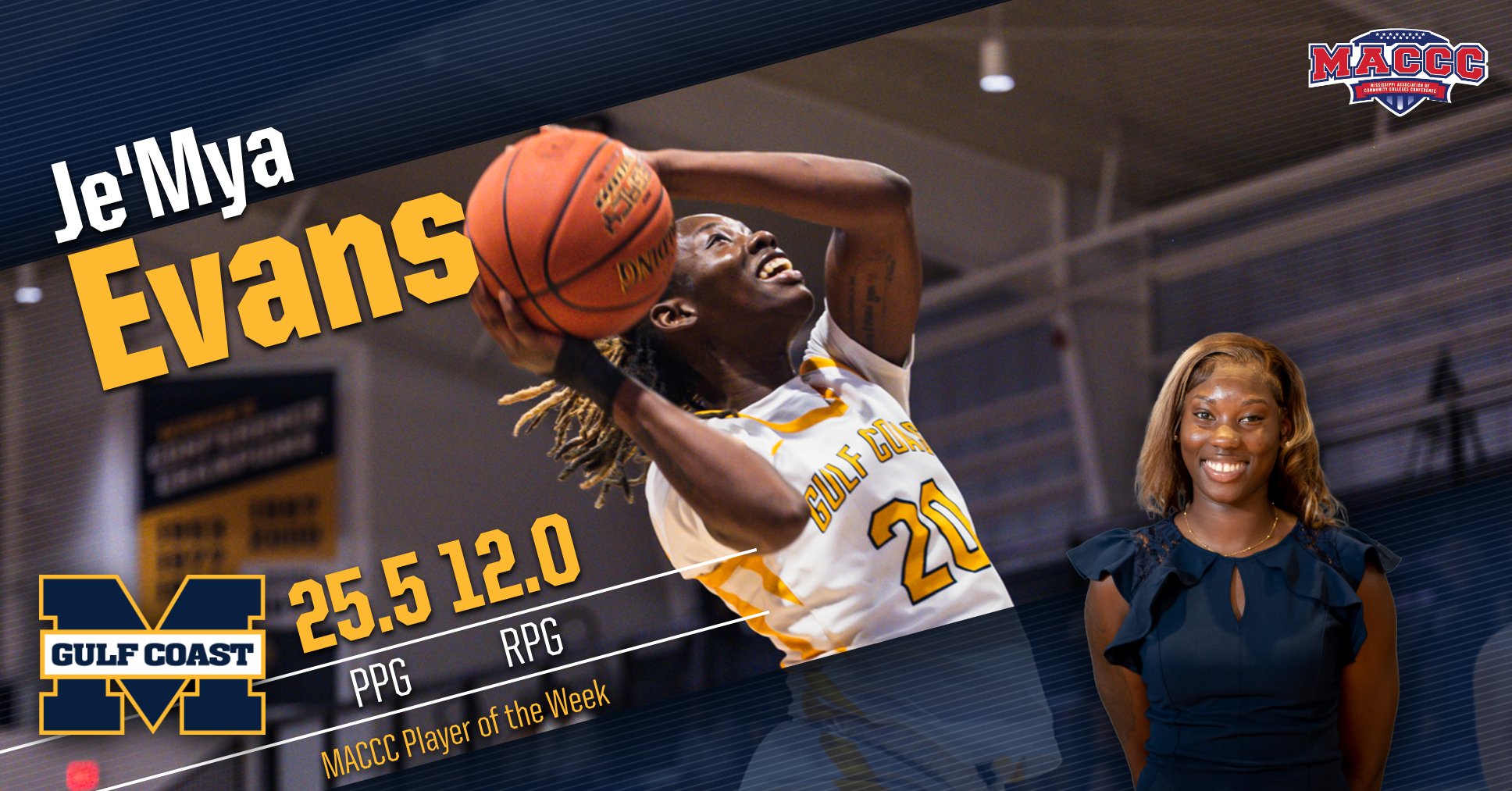 Evans named MACCC Player of the Week